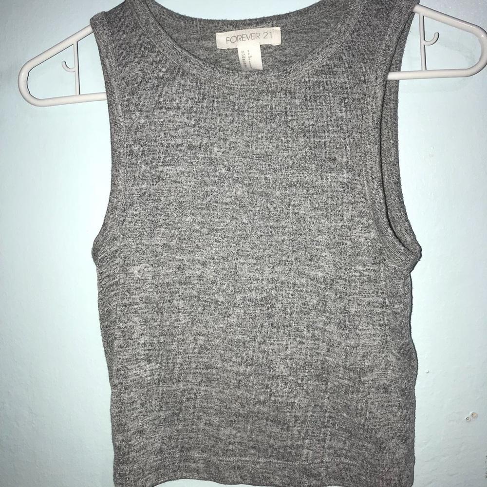 forever 21 gray knit tank top
